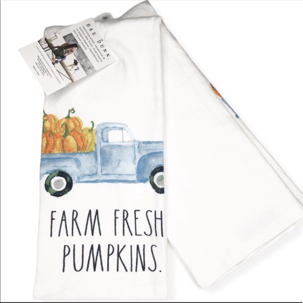 New Rae Dunn Set of 2 Thanksgiving Fall Kitchen Towels